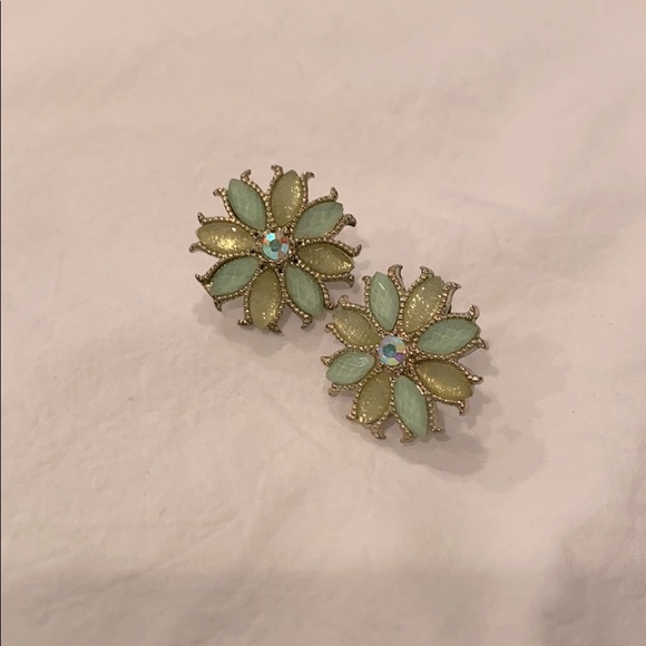 Mint green floral earrings